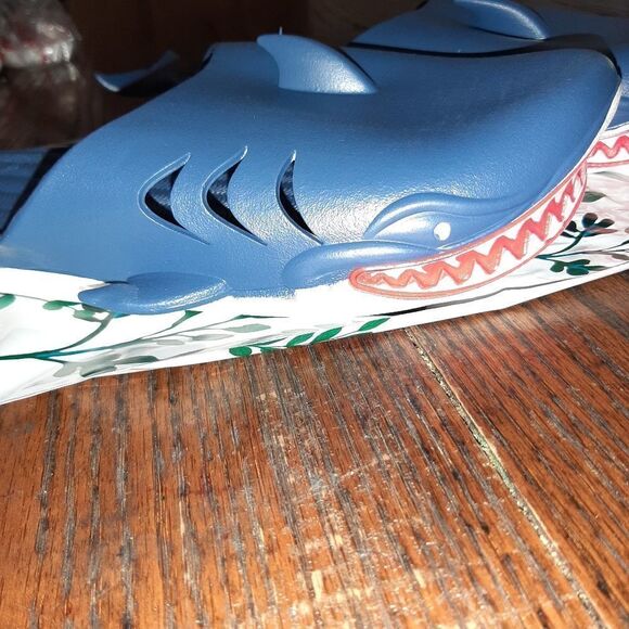 New M8.5/9.5 W10/11 Blue Shark Water Shoes Summer Slides Pool Beach - Picture 4 of 7